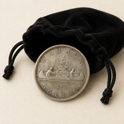 Canadian 80 percent silver Voyageur dollar with canoe design, common date 1958 to 1967 (view 2)