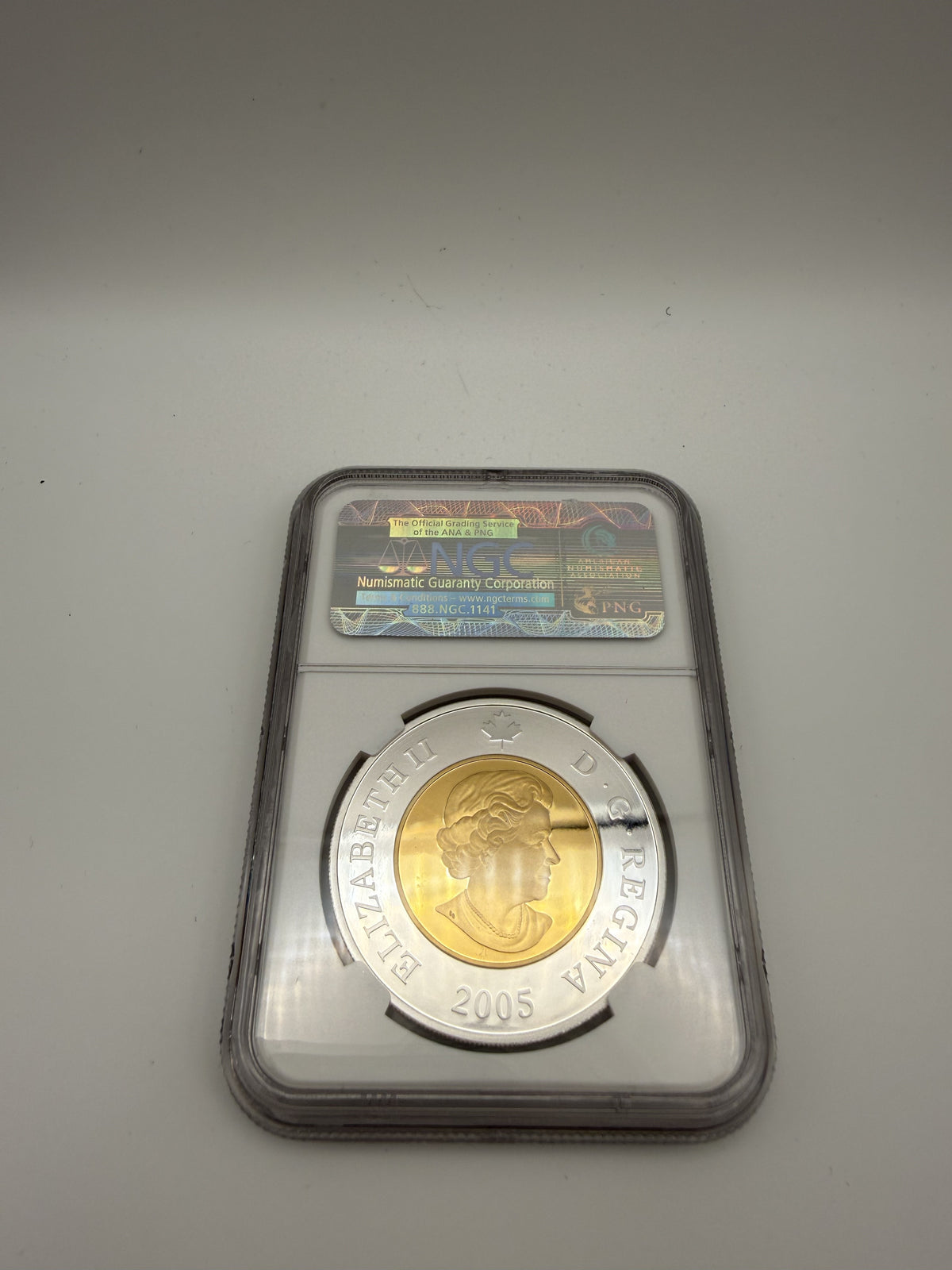 2005 Canada $8 fine silver CPR Railway Bridge coin with gold plating, NGC PF 69 Ultra Cameo
