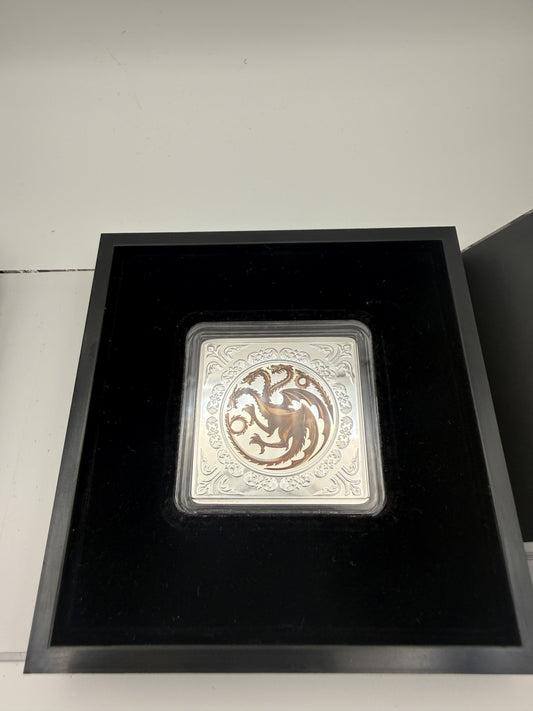Game of Thrones Targaryen sigil 1 oz silver medallion, New Zealand Mint 2022
