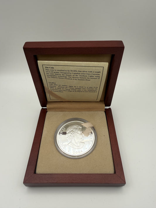 2004 Canada $20 Natural Wonders Aurora Borealis hologram fine silver coin