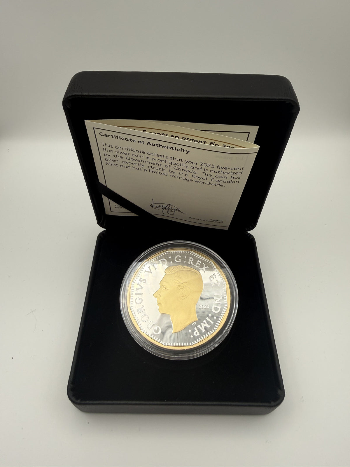 2023 Canada 5-cent 1947 Maple Leaf Mark 2 oz gilded fine silver coin